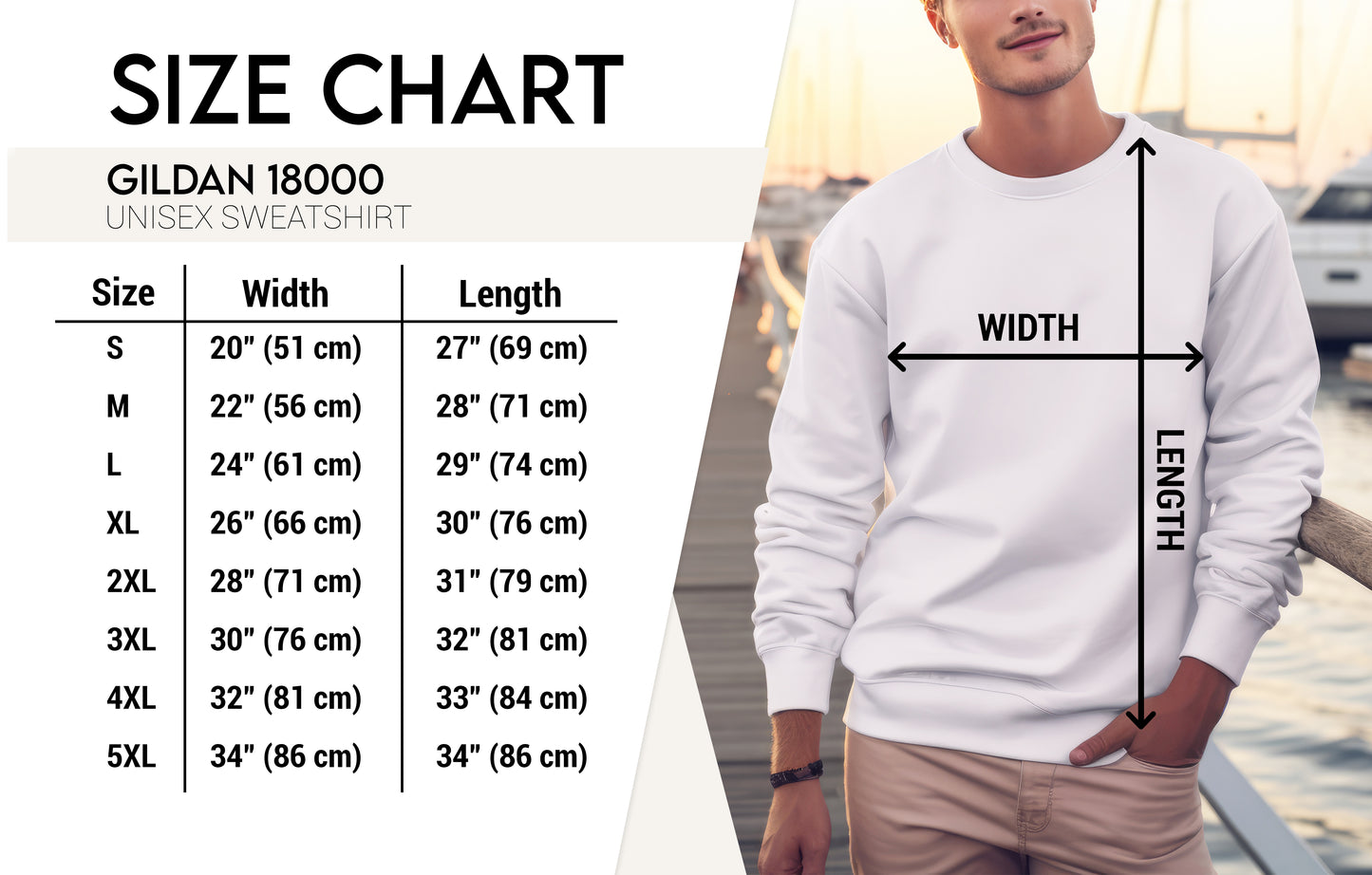 MALE GILDAN 18000 SIZE CHART