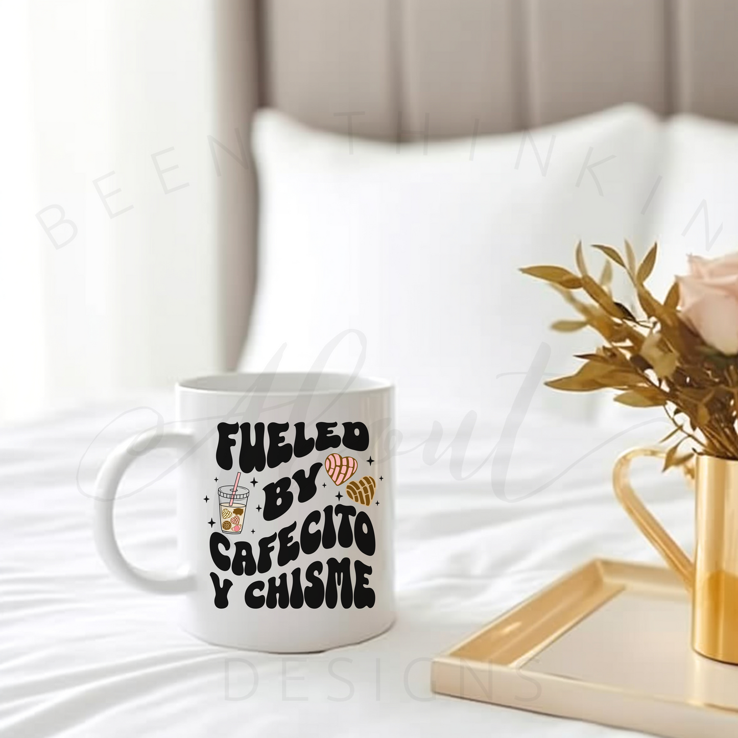 FUELED BY CAFECITO Y CHISME COFFEE MUG