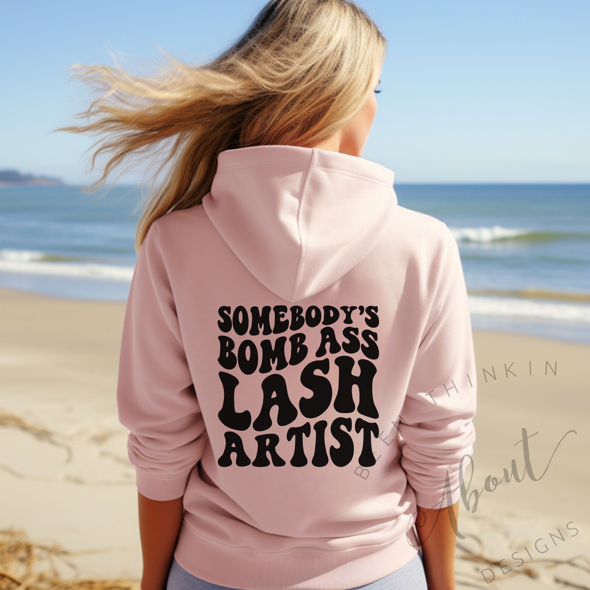 18500 BOMBASS LASH ARTIST LIGHT  PINK HOODIE