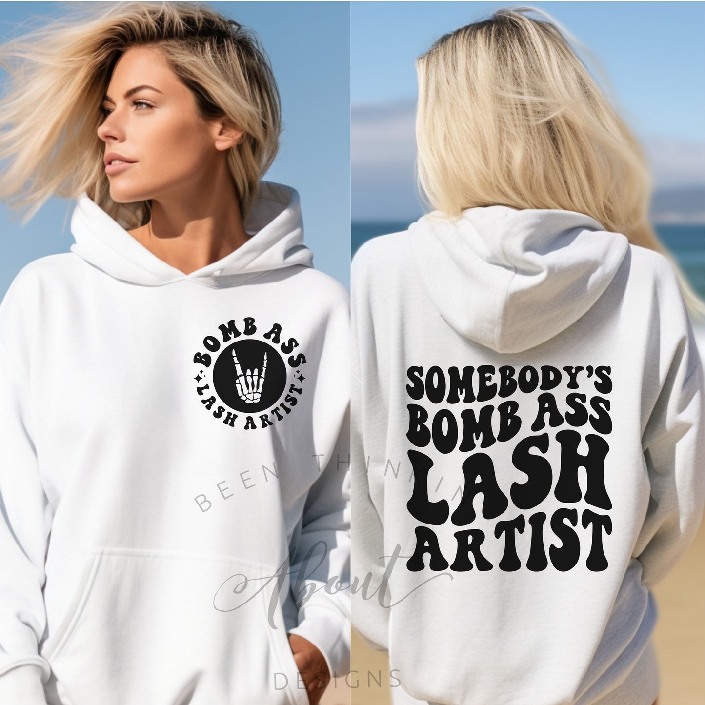 18500 BOMBASS LASH ARTIST WHITE HOODIE
