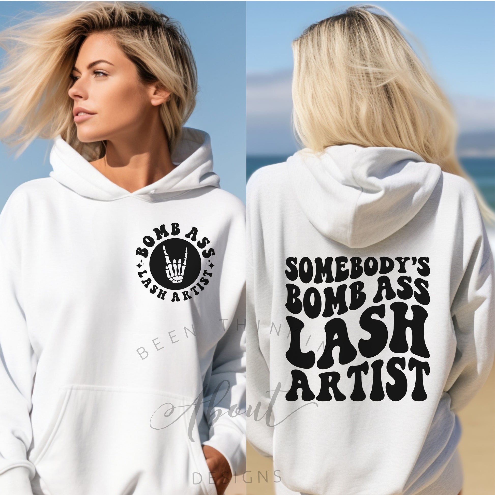 18500 BOMBASS LASH ARTIST WHITE HOODIE
