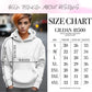 18500 BOMBASS LASH ARTIST HOODIE UNISEX SIZE CHART
