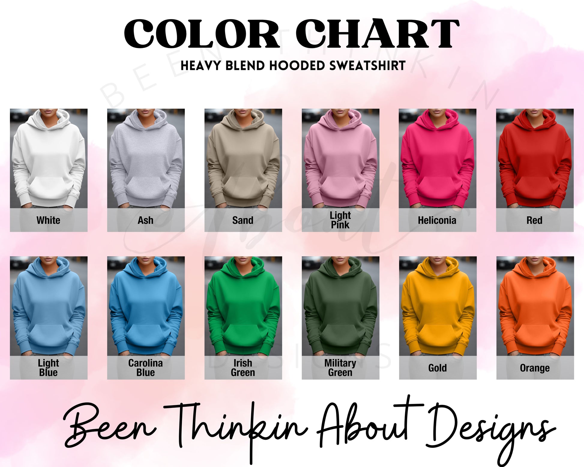 18500 BOMBASS LASH ARTIST HOODIE COLOR CHART