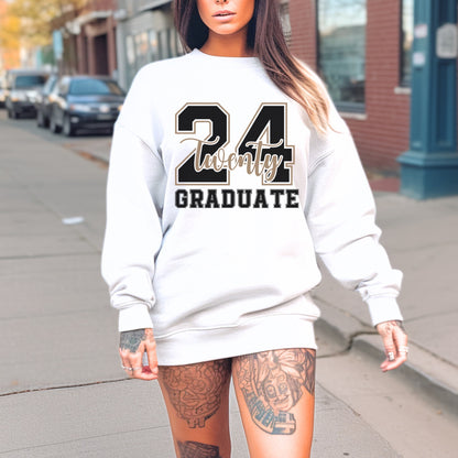 SENIOR / GRADUATE OVERSIZED WHITE SWEATSHIRT To achieve the oversized fit in the photos, we recommend sizing up at least 1-2 sizes. Model in the photo is wearing a size XLarge. 