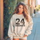 OVERSIZED SENIOR / GRADUATE 2024 SWEATSHIRT  To achieve the oversized fit in the photos, we recommend sizing up at least 1-2 sizes. Model in the photo is wearing a size XLarge. 