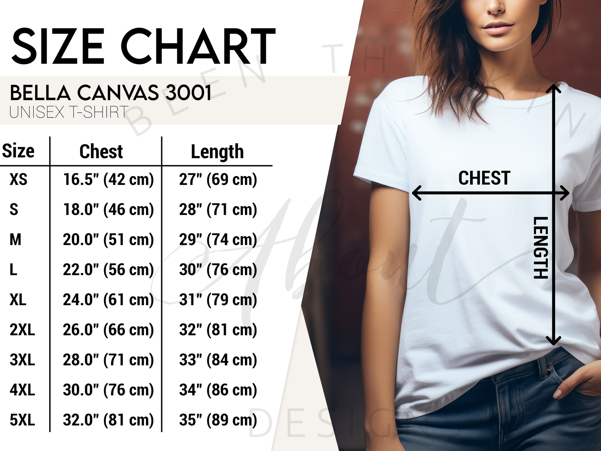 2024 SENIOR / GRADUATE TEE SIZE CHART BELLA CANVAS 3001 WOMEN