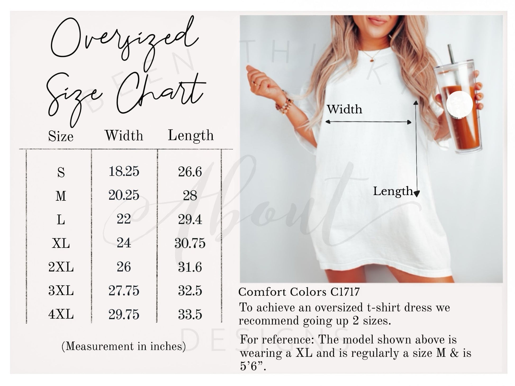 NOBODY LIKES A SHADY BEACH OVERSIZED GRAPHIC TEE SIZE CHART