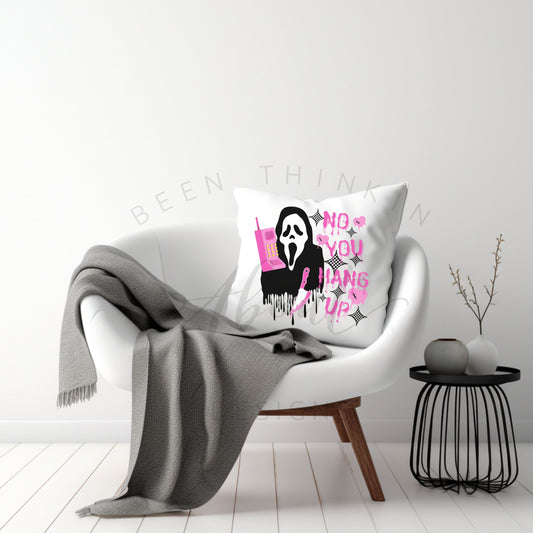 Scream Ghostface No You Hang up Halloween Faux Suede Square Pillow