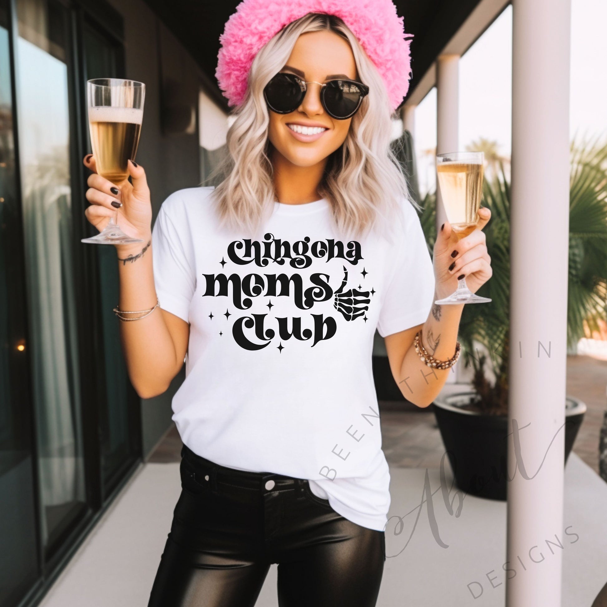 BELLA CANVAS 3001 CHINGONA MOMS CLUB WHITE T SHIRT