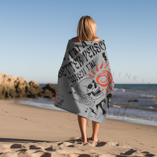 I’M A BETTER PERSON WHEN I’M TAN BEACH TOWEL