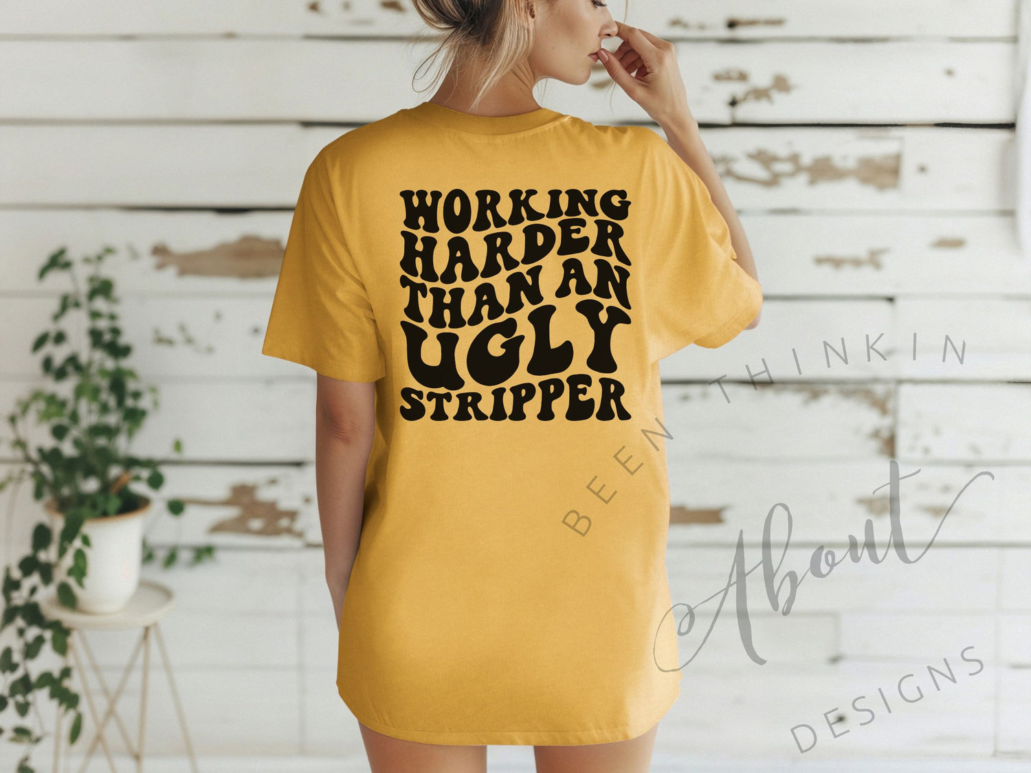 WORKING HARDER THAN AN UGLY STRIPPER OVERSIZED TEE CITRUS
