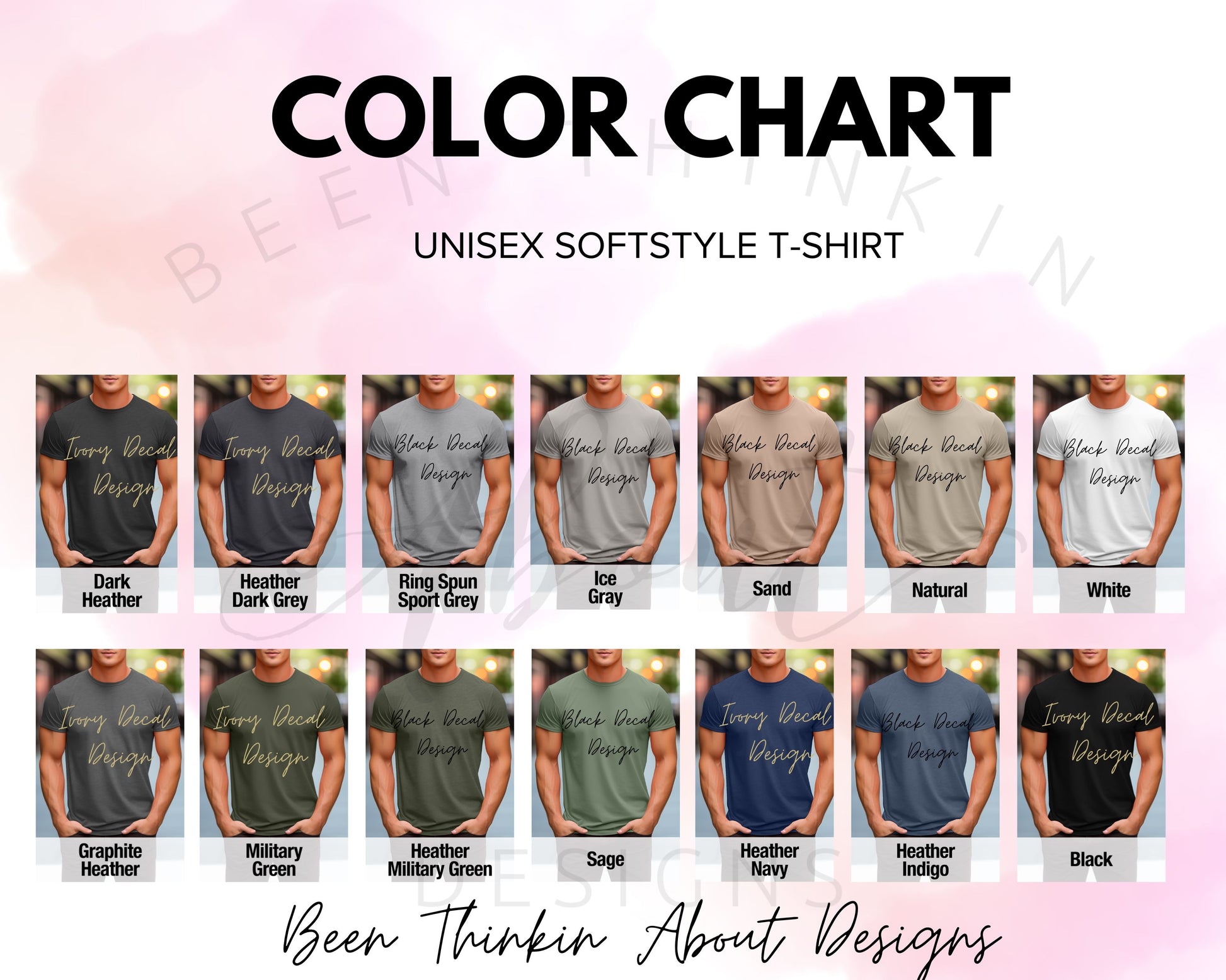 Surviving Fatherhood Unisex Softstyle T-Shirt Color chart