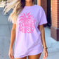 TANNED AND TIPSY OVERSIZED GRAPHIC TEE  ORCHID