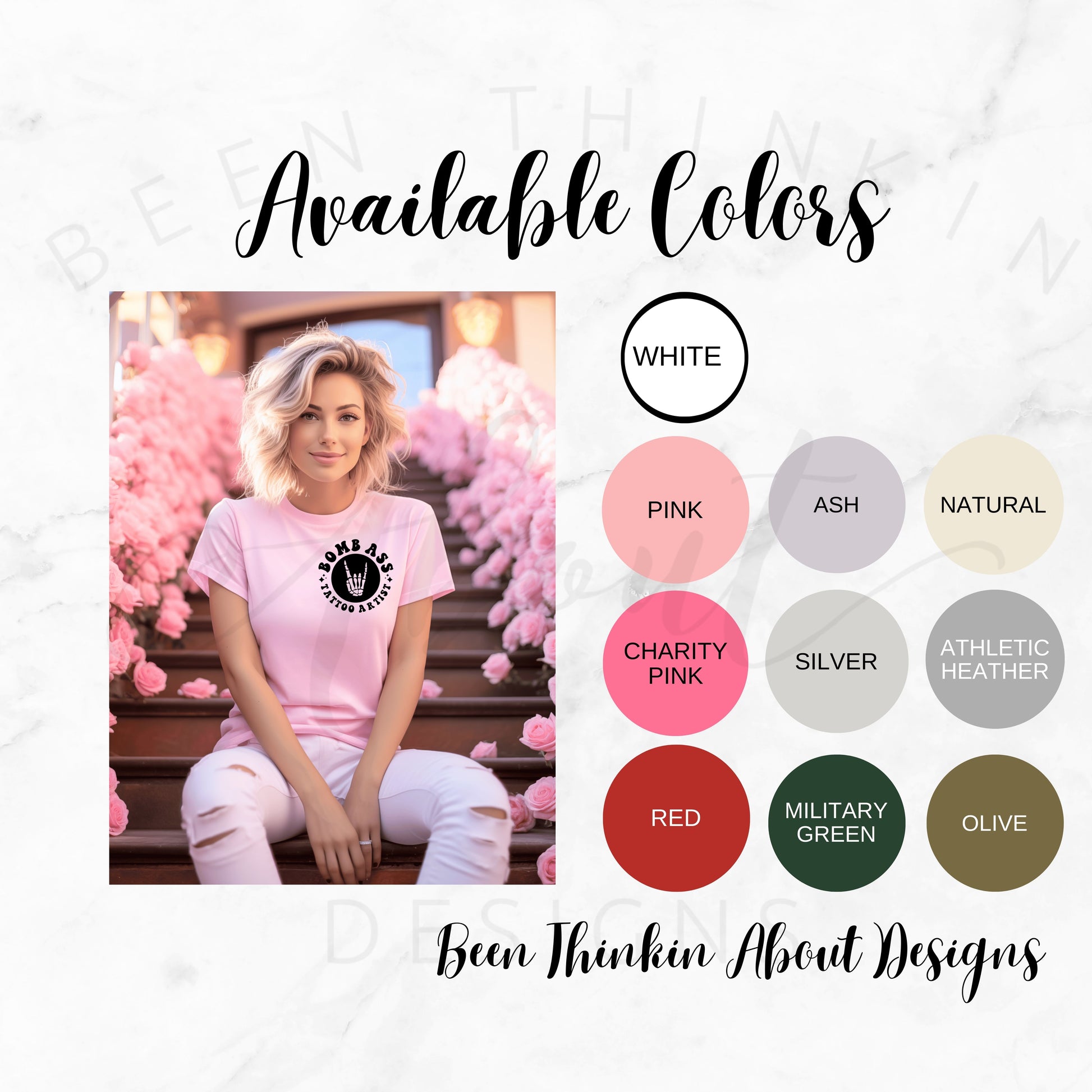 Bomb ass tattoo artist fitted tee color chart