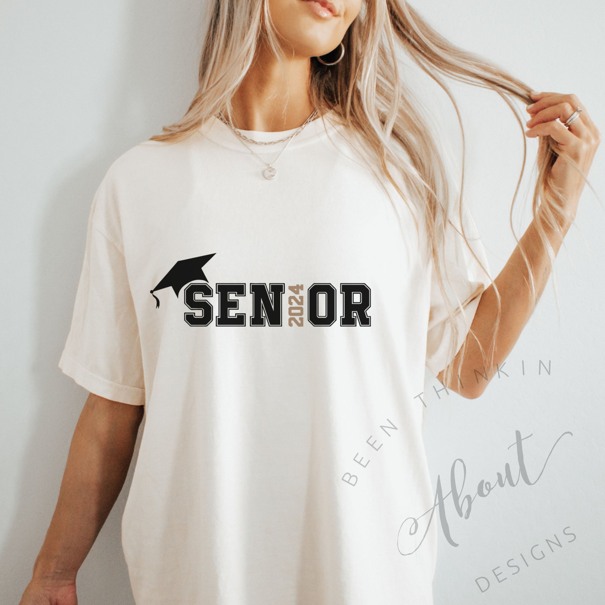 SENIOR VIBES GRAPHIC TEE WITH FRONT AND BACK DESIGN IVORY 2024