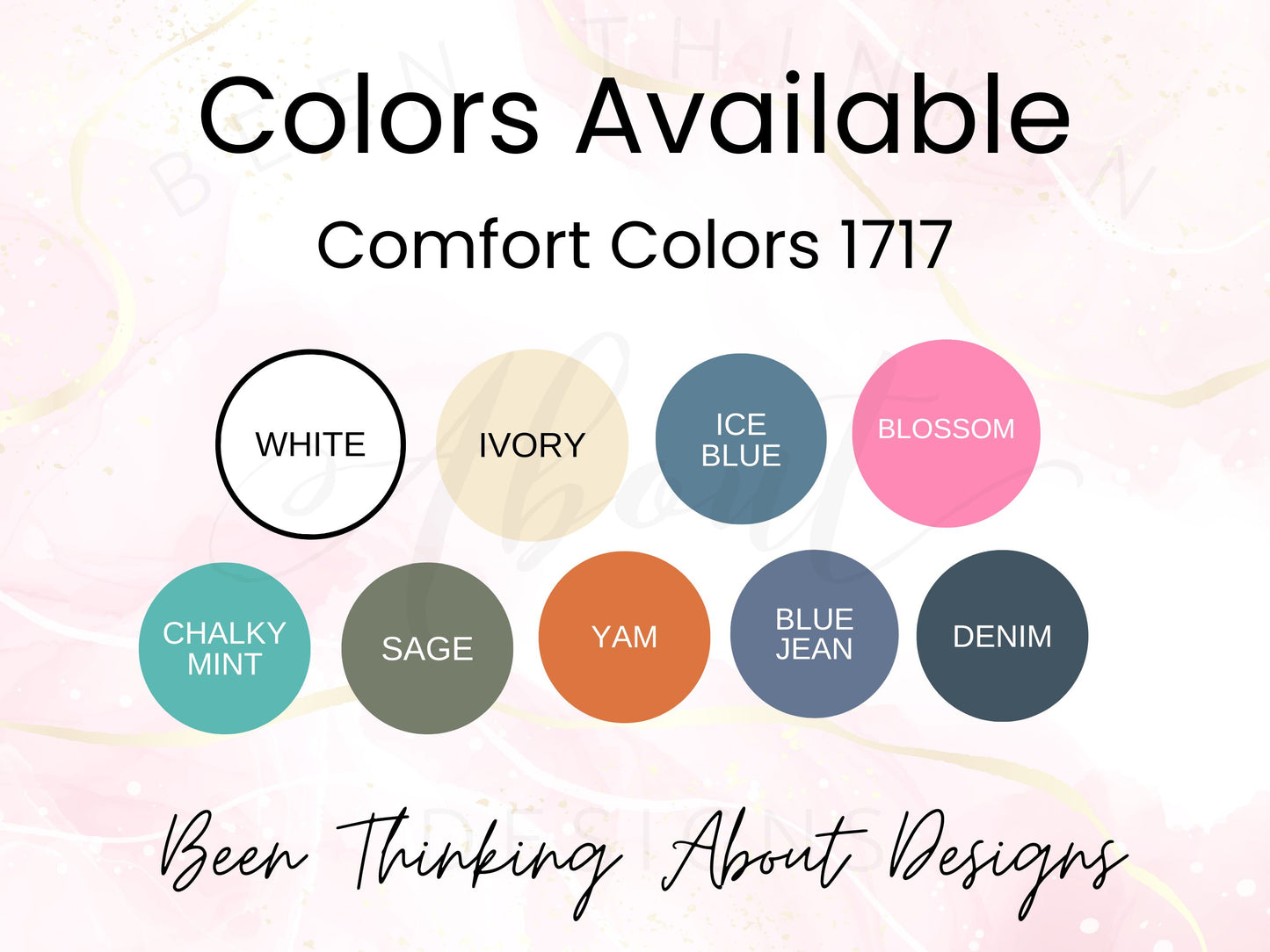 SENIORS / GRADUATE 2024 T SHIRT Color chart 