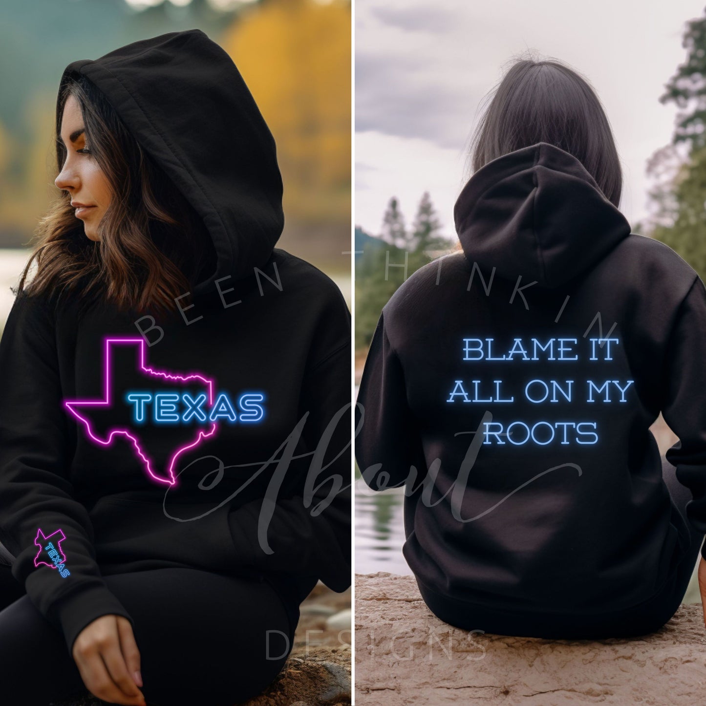 Blame it all on my roots Texas Hoodie Black
