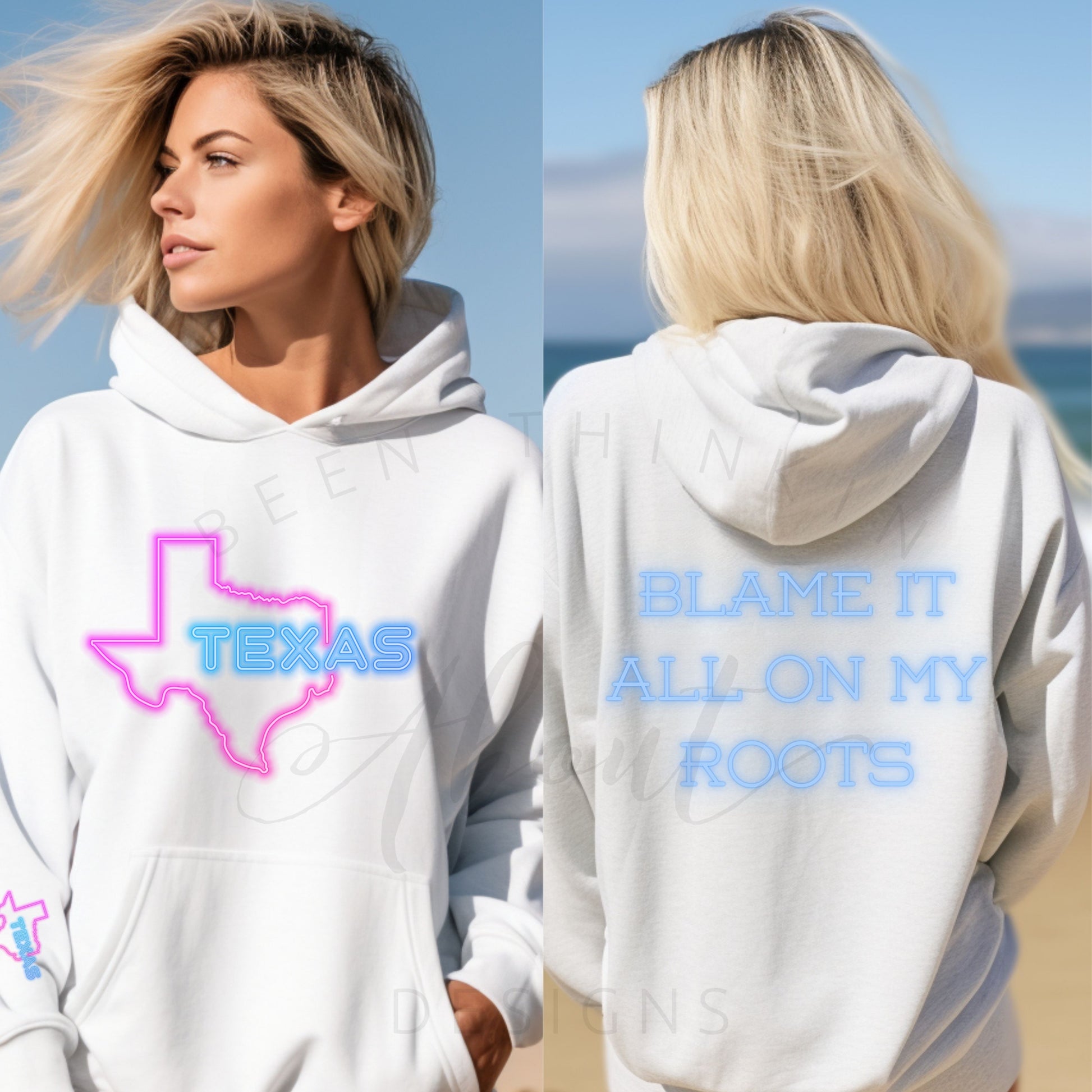 Blame it all on my roots Texas Hoodie White