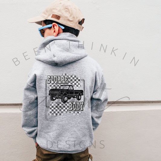 Square body club hoodie sweatshirt – youth