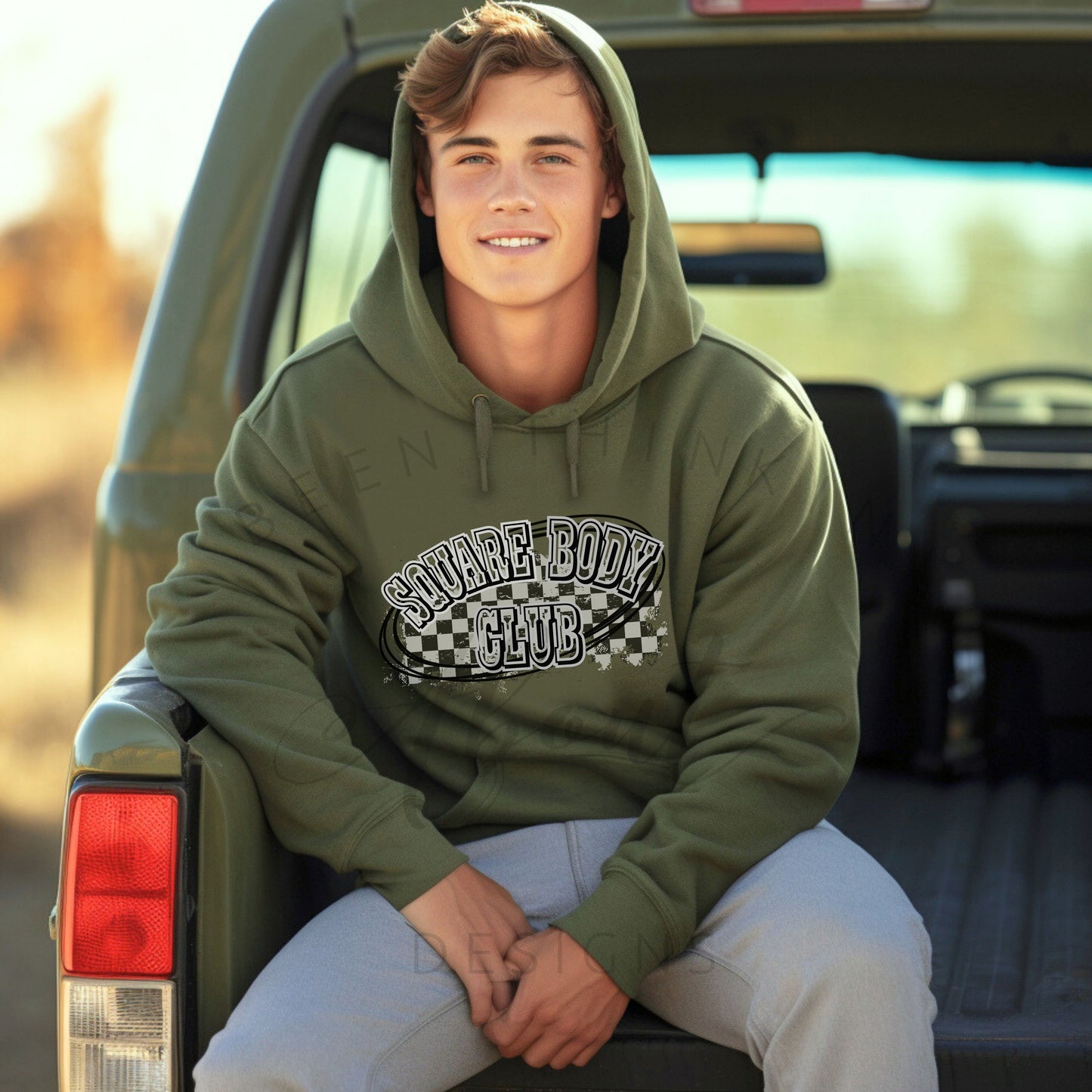 Square body club Hoodie Sweatshirt- Men