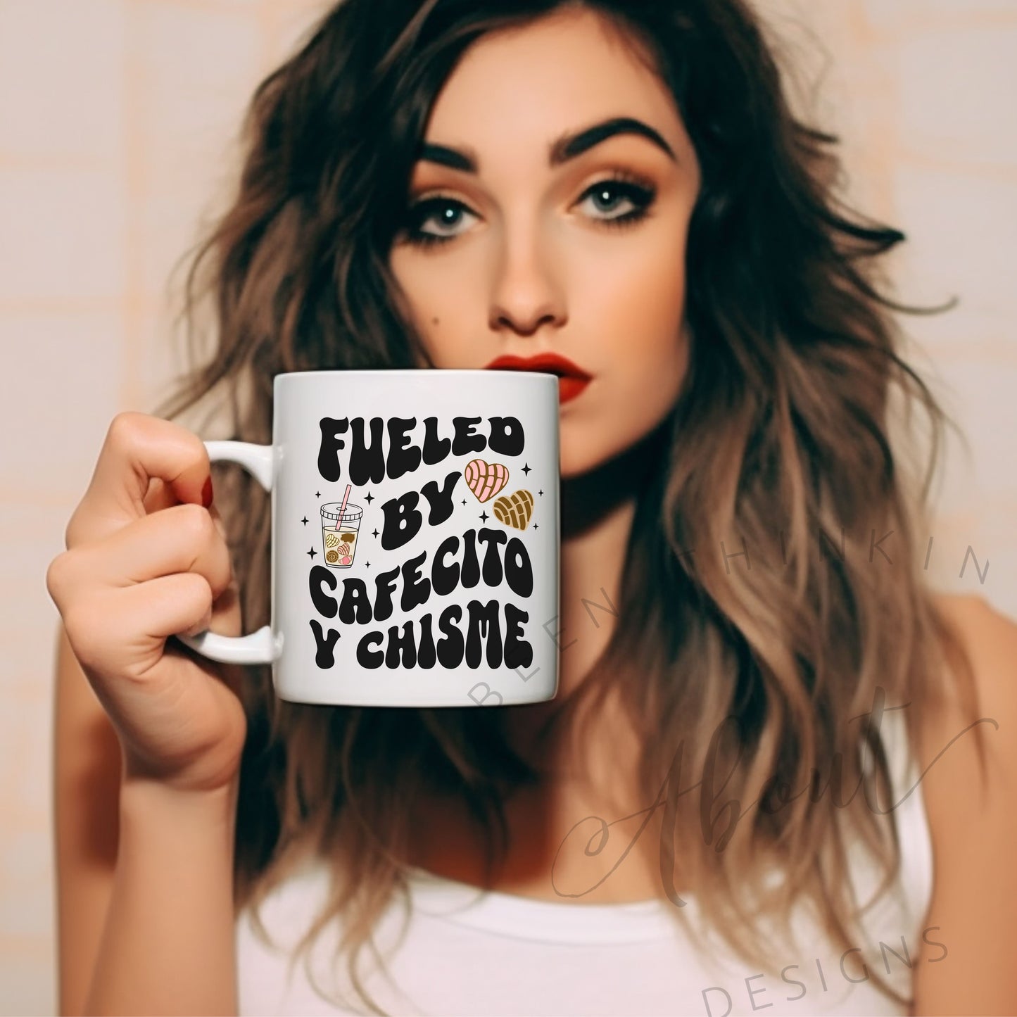 FUELED BY CAFECITO Y CHISME COFFEE MUG