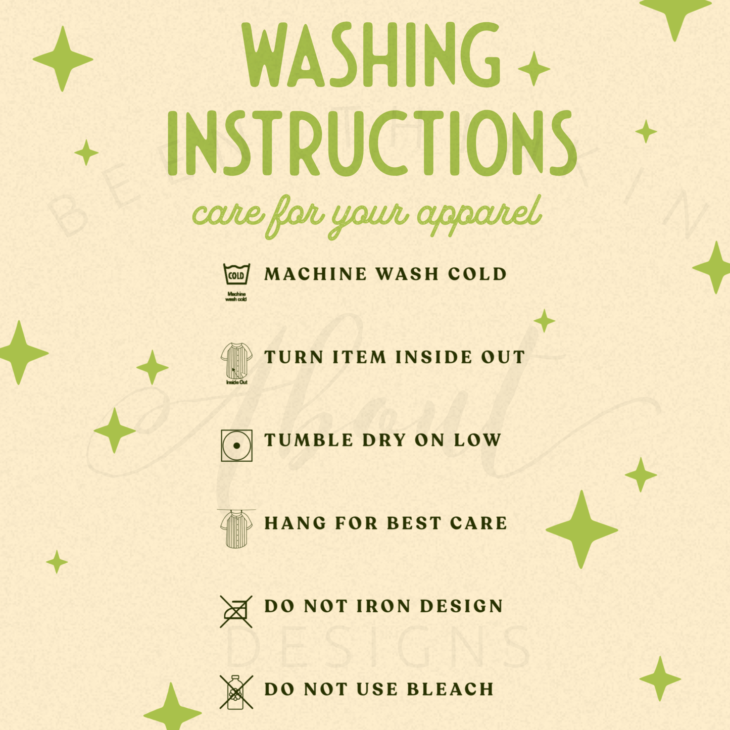DADS WITH BEARDS ARE BETTER  FITTED GRAPHIC TEE WASHING INSTRUCTIONS