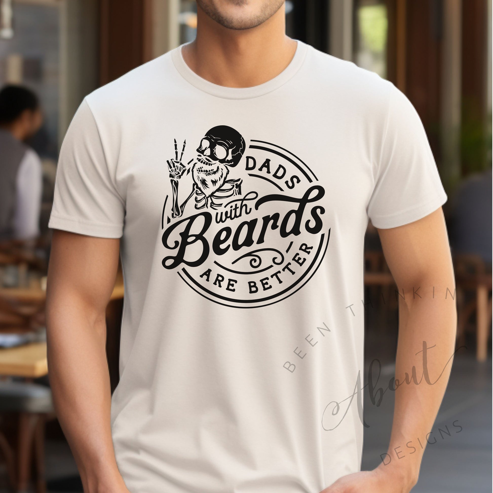 DADS WITH BEARDS ARE BETTER SOFT CREAM FITTED GRAPHIC TEE