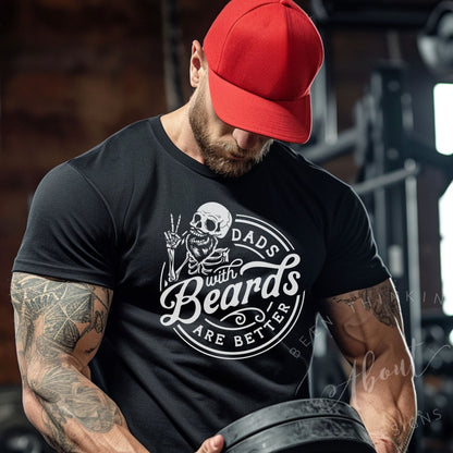 DADS WITH BEARDS ARE BETTER BLACK FITTED GRAPHIC TEE