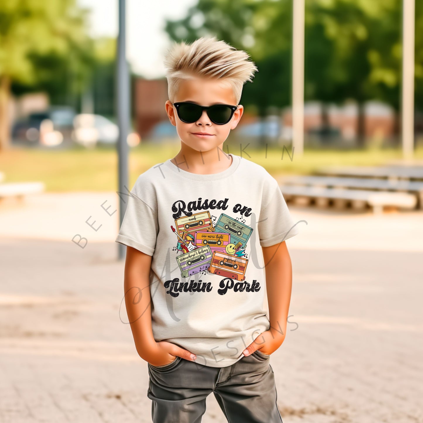 Raised on Linkin Park Big Kid Short Sleeve Tee-Rock Icon Edition